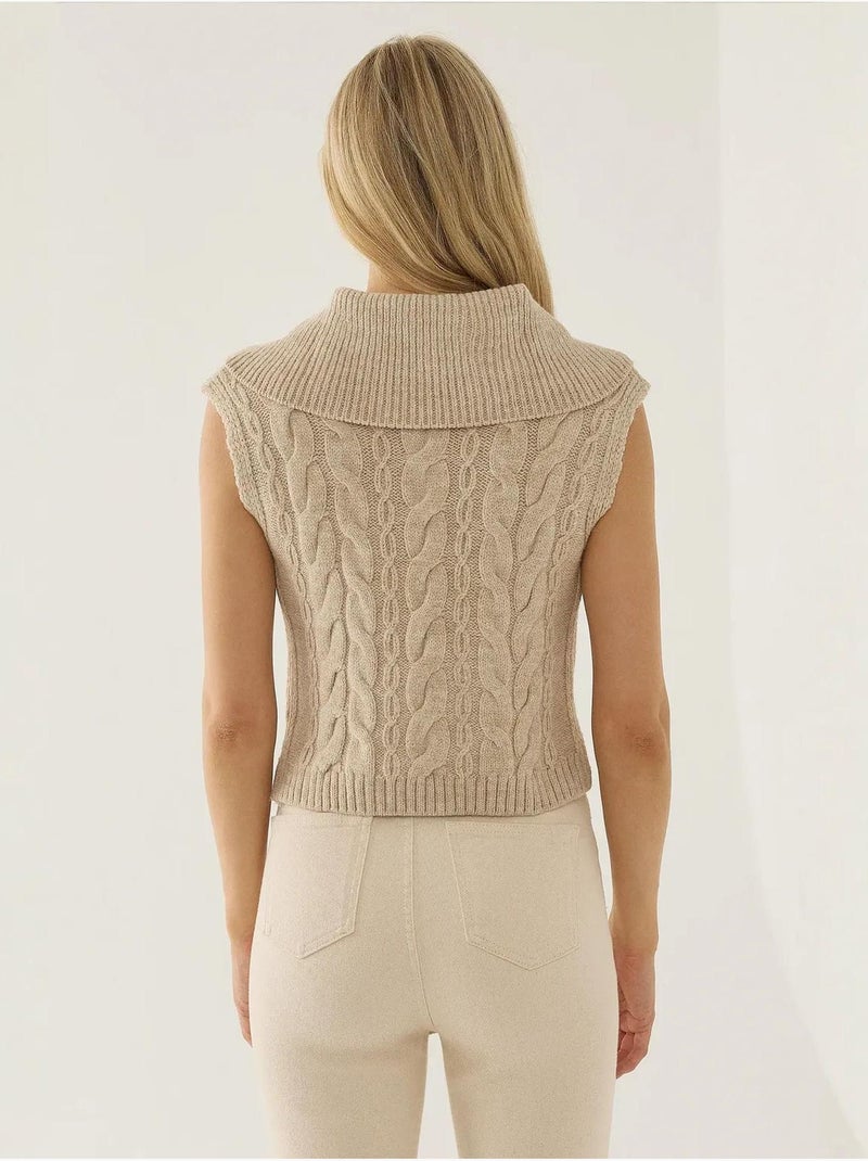 Pull court avec motif de tresses Beige naturel - Kiabi