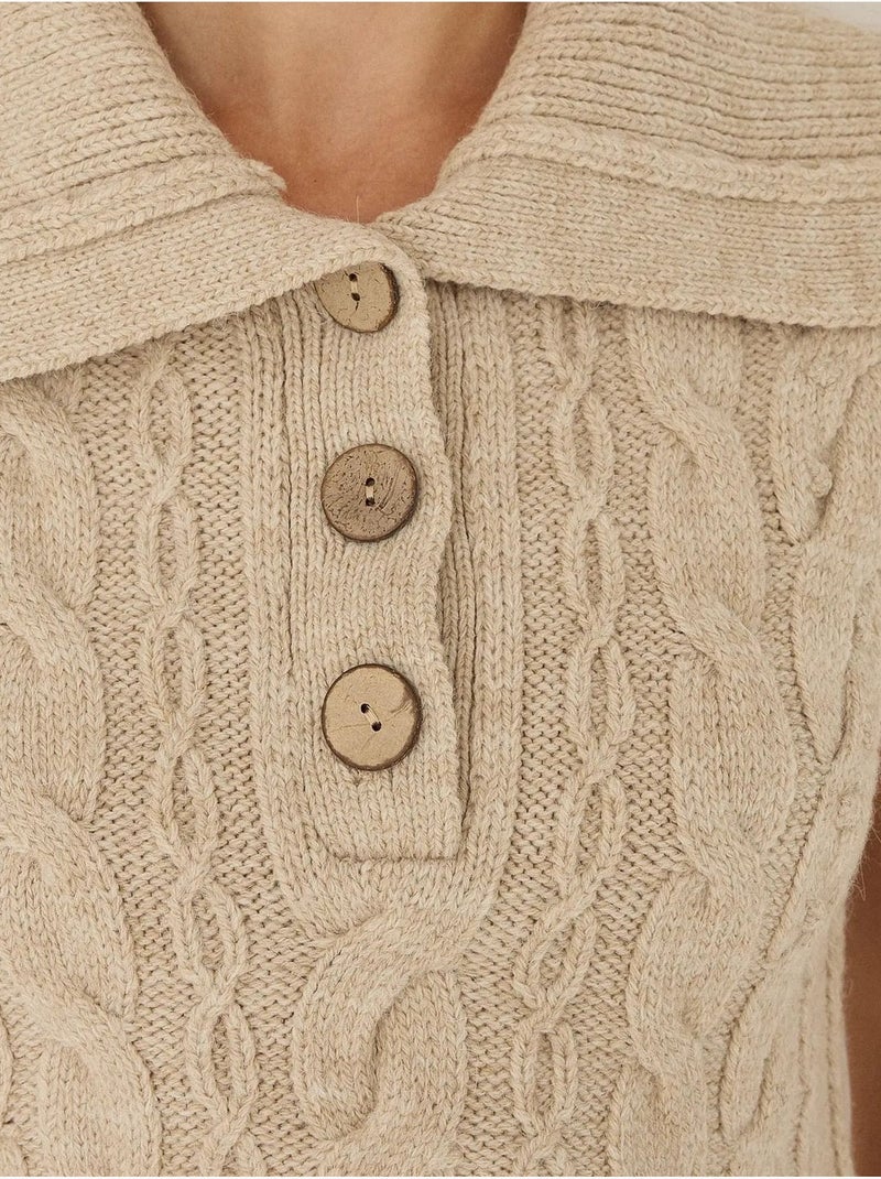 Pull court avec motif de tresses Beige naturel - Kiabi