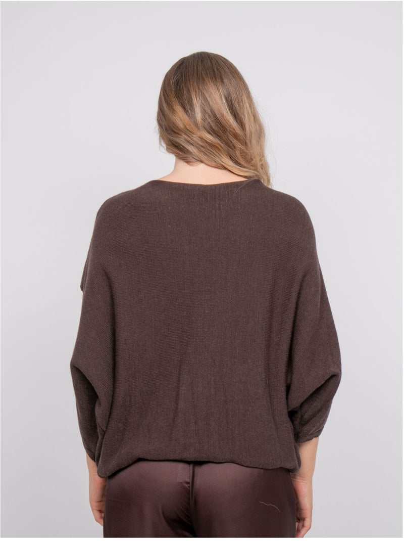 Pull court base croisée et manches chauve-souris kendy Gris - Kiabi