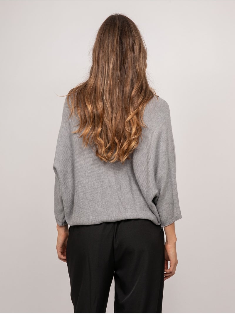 Pull court base croisée et manches chauve-souris kendy Marron - Kiabi
