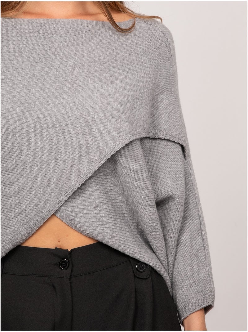Pull court base croisée et manches chauve-souris kendy Marron - Kiabi