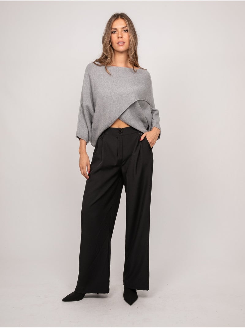 Pull court base croisée et manches chauve-souris kendy Marron - Kiabi