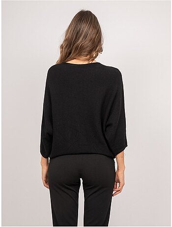 Pull court base croisée et manches chauve-souris kendy