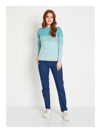 Pull court col montant maille côtelée - Afibel