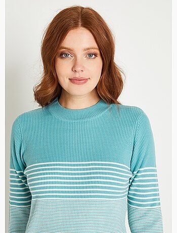 Pull court col montant maille côtelée - Afibel