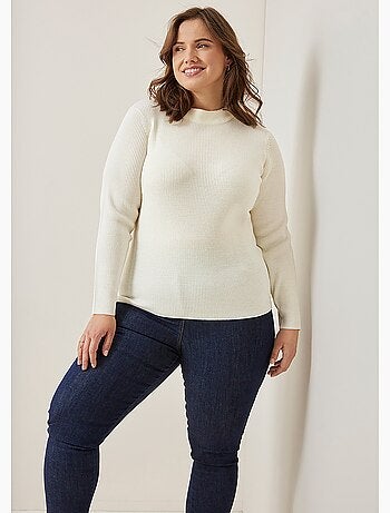 Pull court col montant maille côtelée - Afibel