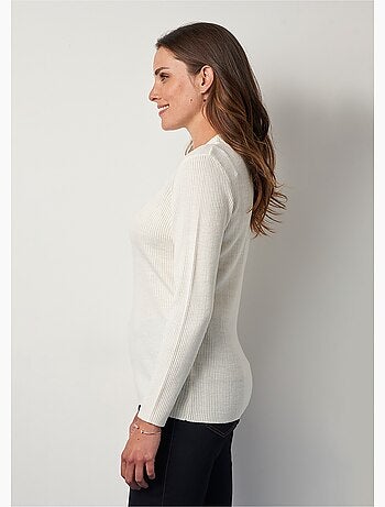 Pull court col montant maille côtelée - Afibel