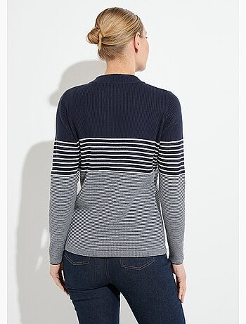 Pull court col montant maille côtelée - Afibel