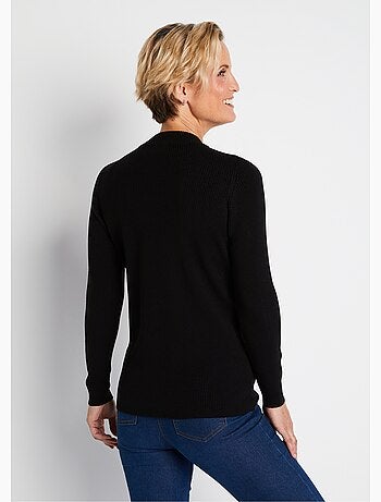 Pull court col montant maille côtelée - Afibel