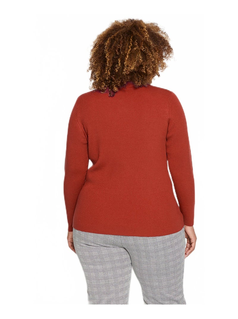 Pull court col montant maille côtelée - Afibel Orange - Kiabi
