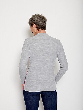 Pull court col montant maille côtelée - Afibel