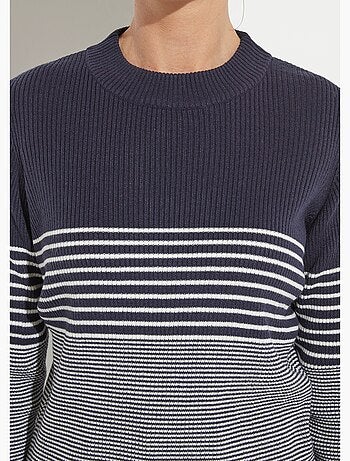 Pull court col montant maille côtelée