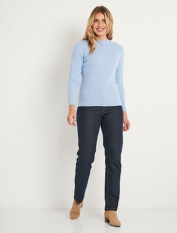 Pull court col montant maille côtelée