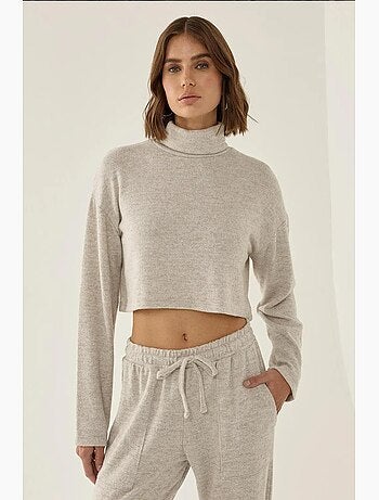 Pull court col roulé texturé hiccup