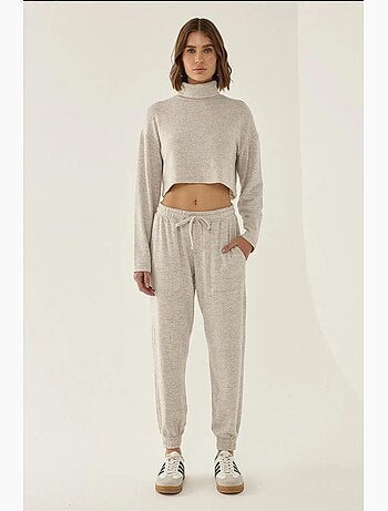 Pull court col roulé texturé hiccup