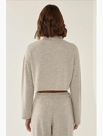 Pull court col roulé texturé hiccup