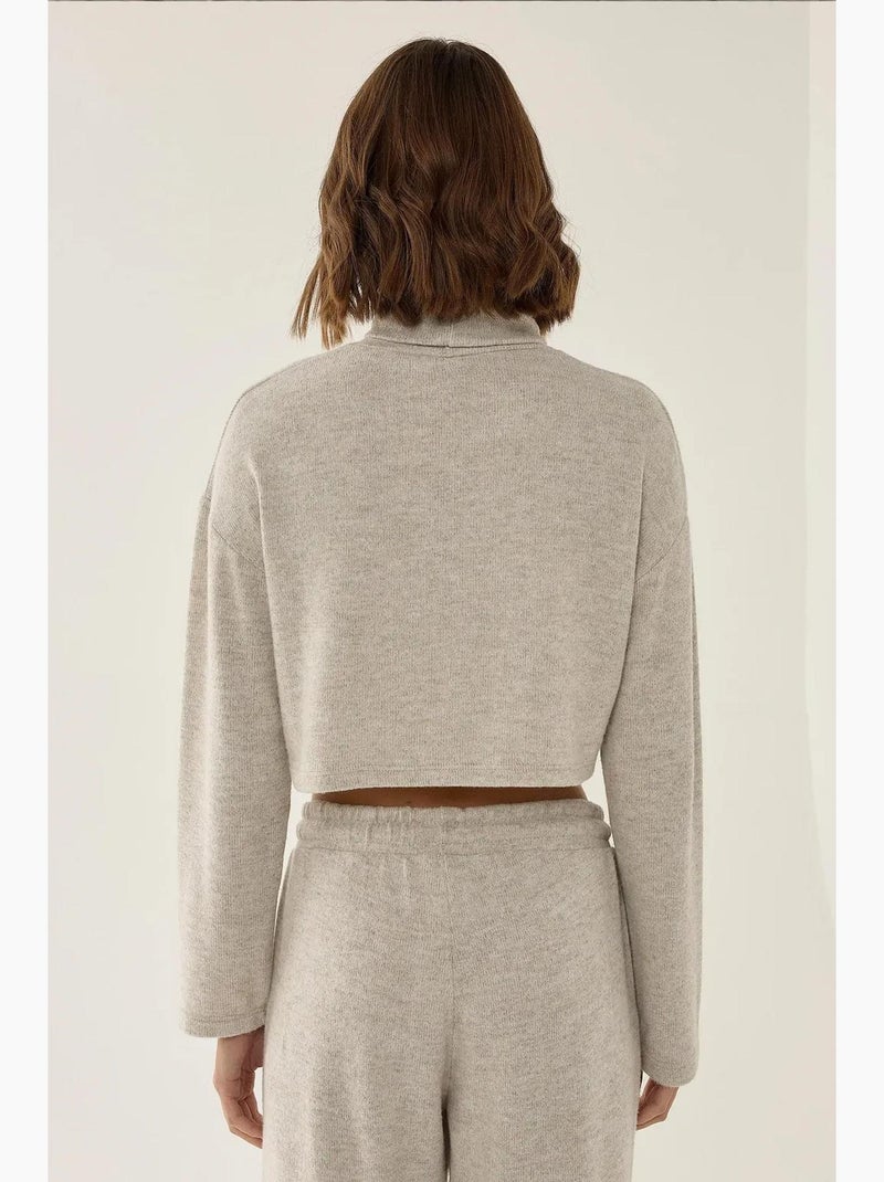 Pull court col roulé texturé hiccup Beige naturel - Kiabi