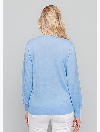 Pull court col V avec laine mérinos