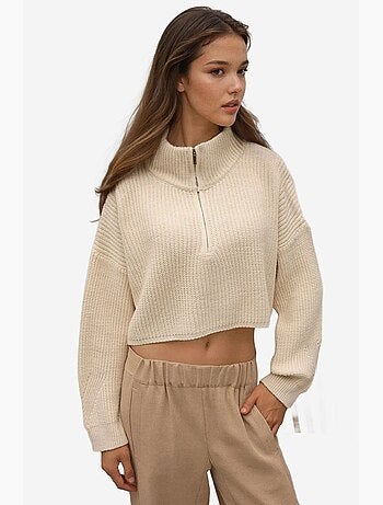 Pull court en maille épaisse avec col zippé hiccup