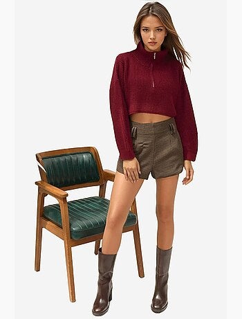 Pull court en maille épaisse avec col zippé hiccup
