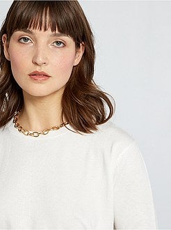 Pull court en maille fine unie - Kiabi