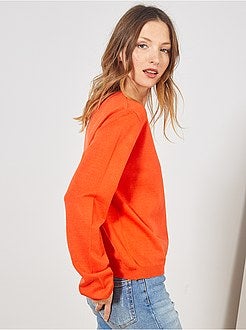 Pull court en maille fine unie - Kiabi