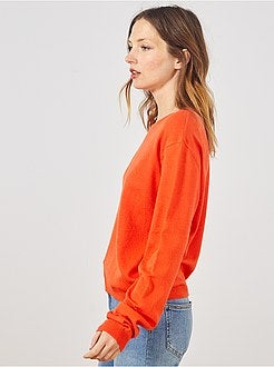 Pull court en maille fine unie - Kiabi