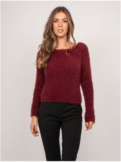 Pull court en maille poilue encolure dégagée kynaelle - Kiabi Pull court en maille poilue encolure dégagée kynaelle - Kiabi
