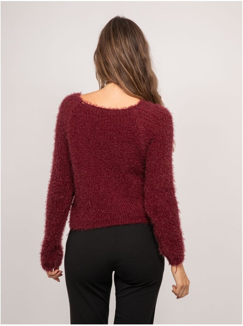 Pull court en maille poilue encolure dégagée kynaelle - Kiabi Pull court en maille poilue encolure dégagée kynaelle - Kiabi