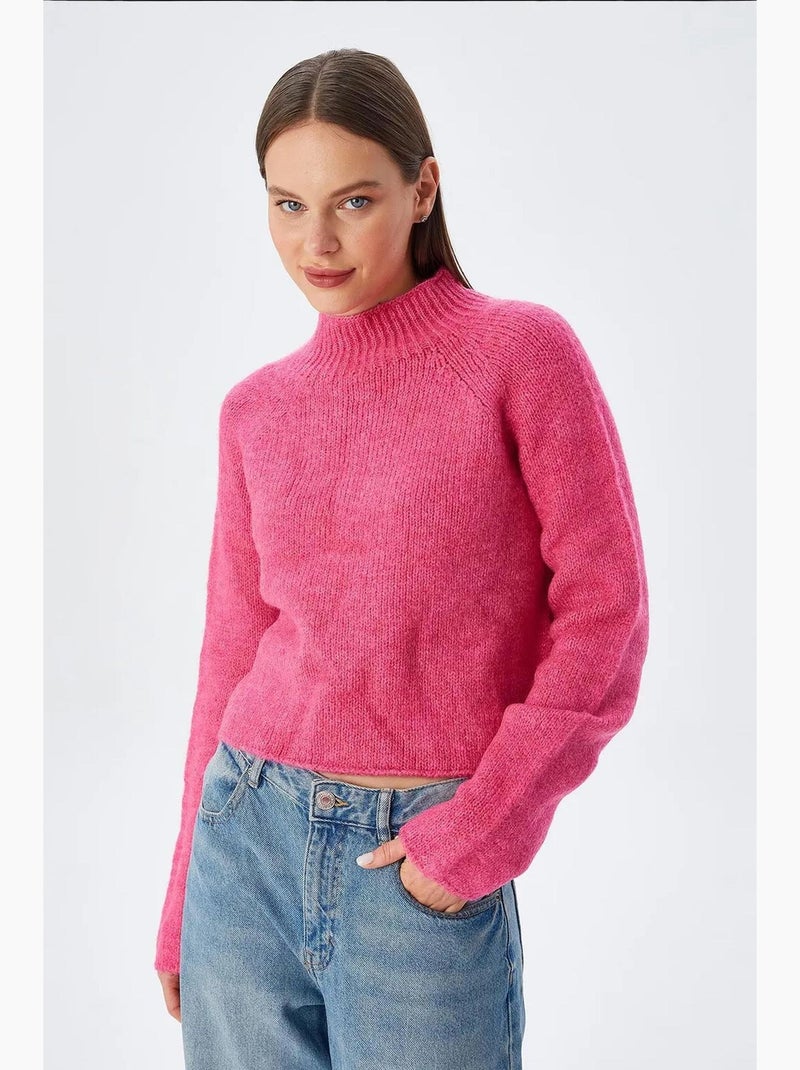 Pull court en maille texturée femme mixray Cerise - Kiabi