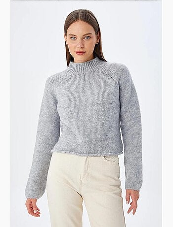 Pull court en maille texturée femme mixray