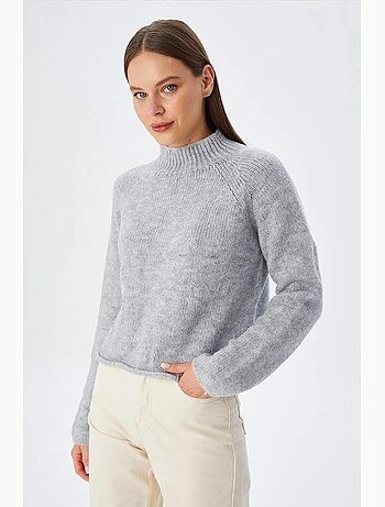 Pull court en maille texturée femme mixray