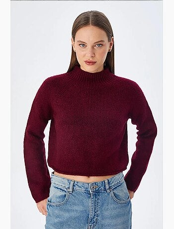 Pull court en maille texturée femme mixray