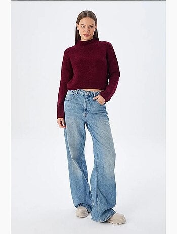 Pull court en maille texturée femme mixray