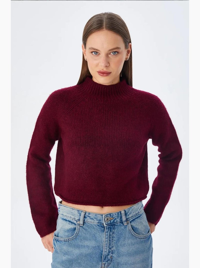 Pull court en maille texturée femme mixray Rouge bordeaux - Kiabi