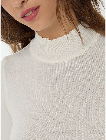 Pull court en tricot à demi-col roulé et coupe ajustée