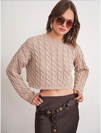 Pull court épais avec motif tresse mixray
