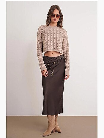 Pull court épais avec motif tresse mixray