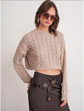 Pull court épais avec motif tresse mixray