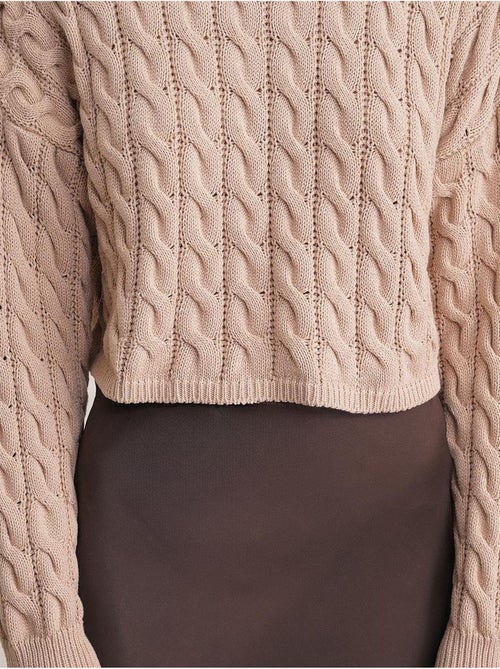 Pull court épais avec motif tresse mixray - Kiabi Pull court épais avec motif tresse mixray - Kiabi