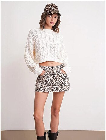 Pull court épais avec motif tresse mixray