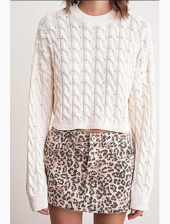 Pull court épais avec motif tresse mixray