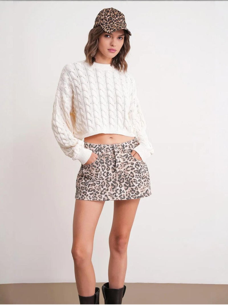 Pull court épais avec motif tresse mixray Beige - Kiabi
