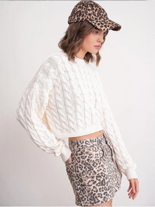 Pull court épais avec motif tresse mixray - Kiabi Pull court épais avec motif tresse mixray - Kiabi