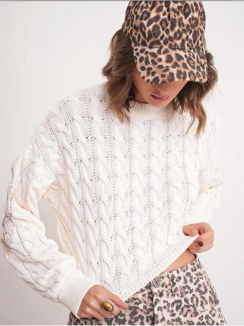 Pull court épais avec motif tresse mixray - Kiabi Pull court épais avec motif tresse mixray - Kiabi