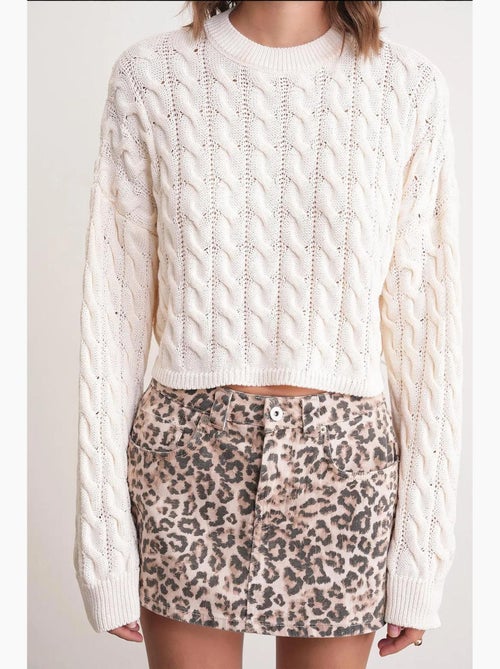 Pull court épais avec motif tresse mixray - Kiabi Pull court épais avec motif tresse mixray - Kiabi