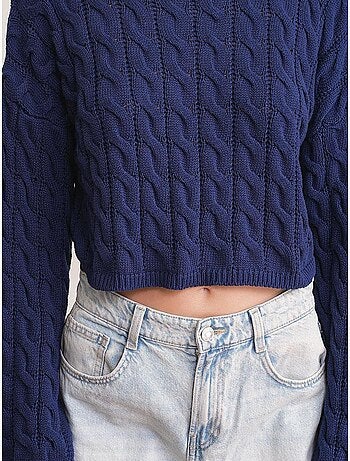 Pull court épais avec motif tresse mixray