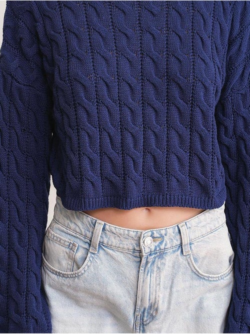 Pull court épais avec motif tresse mixray - Kiabi Pull court épais avec motif tresse mixray - Kiabi