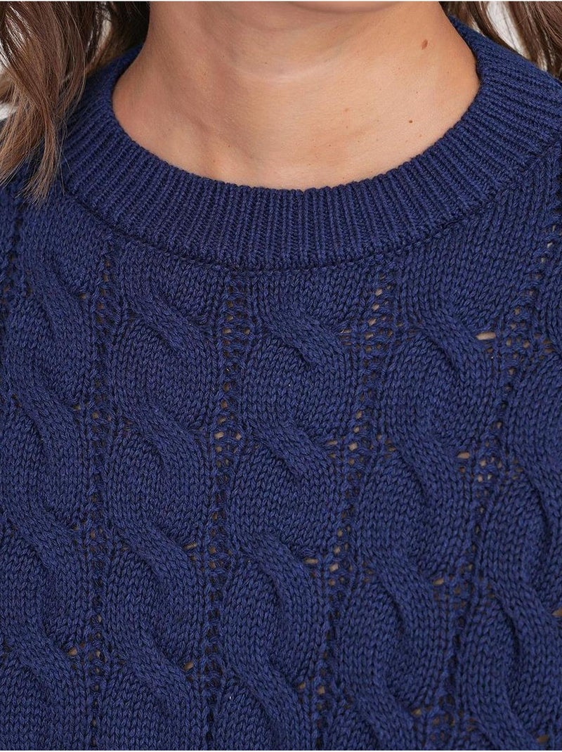 Pull court épais avec motif tresse mixray Bleu marine - Kiabi