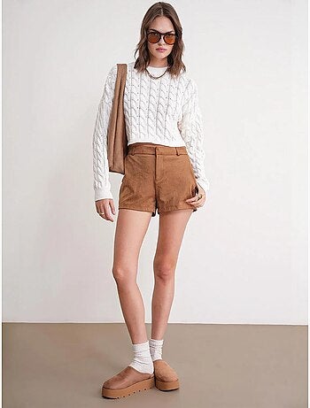 Pull court épais avec motif tresse mixray